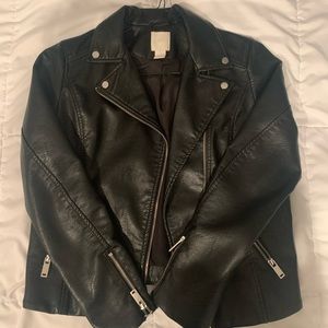 HM black leather jacket size 4